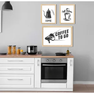 3 Parça Çerçeveli Kahve, Çay, Mutfak Köşesi Ahşap Tablo Seti, Ev Dekoru
