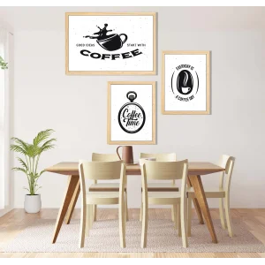 3 Parça Çerçeveli Kahve, Çay, Mutfak Köşesi Ahşap Tablo Seti, Ev Dekoru