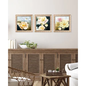 3 Parça Eskitme Çerçeveli Güller Ahşap Tablo Seti, Ev Dekoru