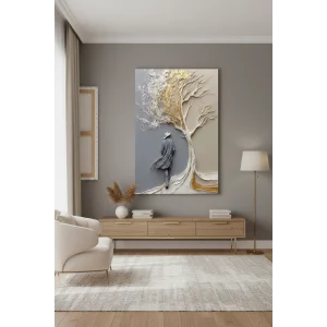 Bestablo 3D Kabartma Görünümlü Soyut Kanvas Tablo | Modern Salon ve Oturma Odası Duvar Dekoru