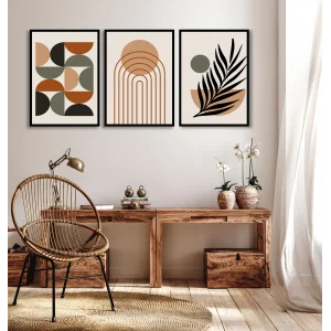 Bestablo 3 Parça Çerçeveli Dekoratif Boho Ahşap Tablo Seti, Ev Dekoru Bestablo