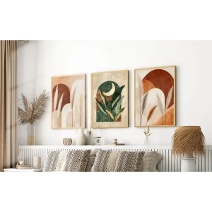 Bestablo 3 Parça Çerçeveli Dekoratif Boho Ahşap Tablo Seti, Ev Dekoru Bestablo