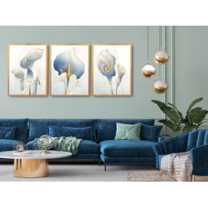 Bestablo 3 Parça Çerçeveli Dekoratif Çiçekler Ahşap Tablo Seti Bestablo