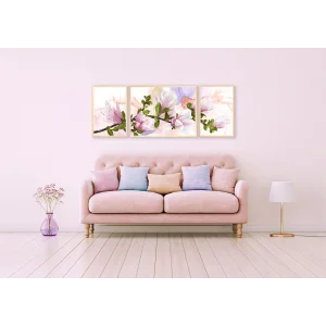 Bestablo 3 Parça Çerçeveli Dekoratif Çiçekler Ahşap Tablo Seti Bestablo