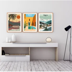 Bestablo 3 Parça Çerçeveli Manzara Ahşap Tablo Seti Bestablo