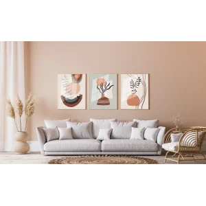 Bestablo Doğal Ahşap Çerçeveli 3 Parça Boho Tablo Seti Bestablo