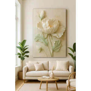 Bestablo Kabartmalı Çiçek Desenli Kanvas Tablo, Modern Salon Duvar Dekoru