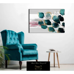 Dekoratif Yeşil Çiçekler Kanvas Tablo