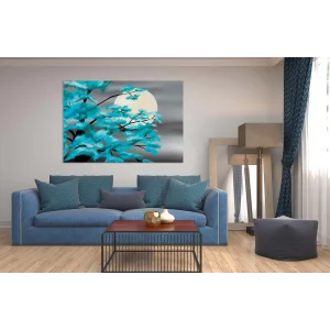 Dolunay Ve Ağaç Kanvas Tablo