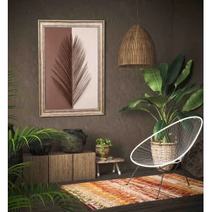 Eskitme Çerçeveli Dekoratif Çiçek Ahşap Tablo, Ev Dekoru