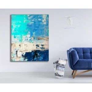 TURKUAZ MAVİ SOYUT KANVAS TABLO