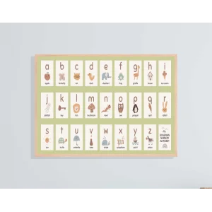 Yeşil Harfler Doğal Ahşap Çerçeveli Tablo , Ahşap Tablo , Ev Dekoru