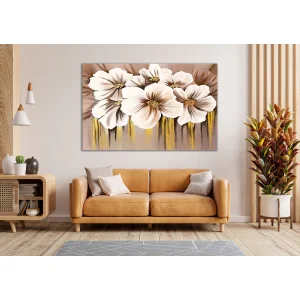 KABARTMA GÖRÜNÜMLÜ ÇİÇEKLER KANVAS TABLO