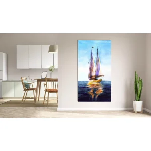 YAĞLI BOYA GÖRÜNÜMLÜ YELKENLİ KANVAS TABLO