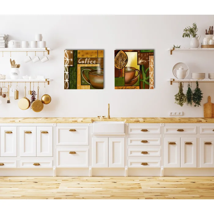 2 Parça Kahve Temalı Kanvas Tablo