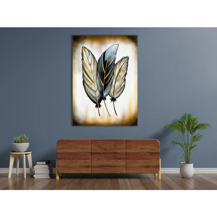 DEKORATİF KUŞ TÜYÜ KANVAS TABLO