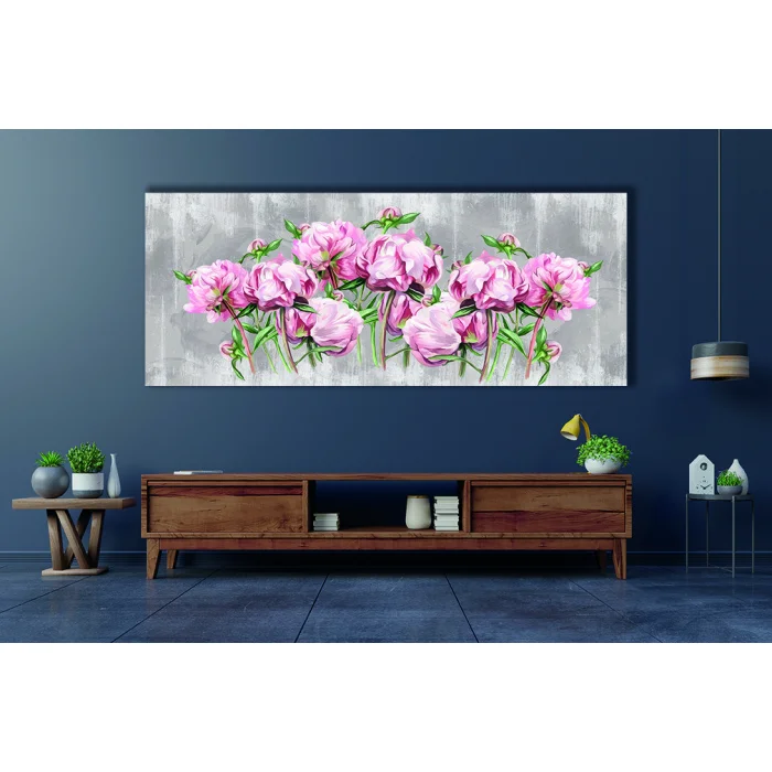 DEKORATİF PEMBE ÇİÇEKLER KANVAS TABLO