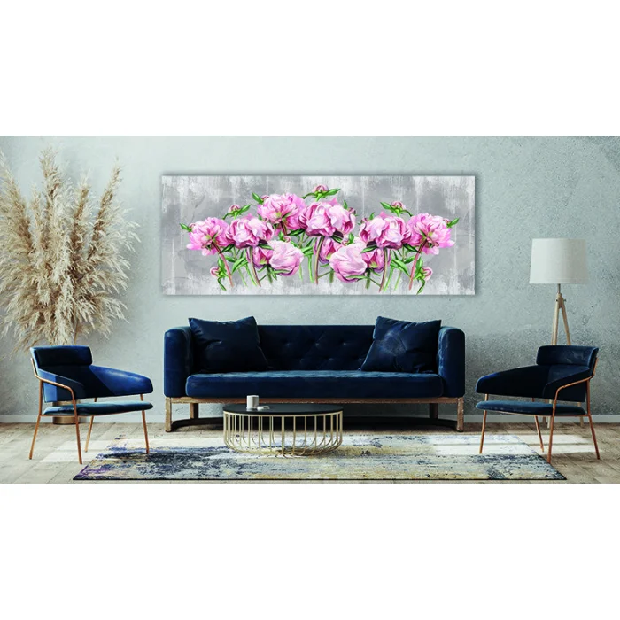 DEKORATİF PEMBE ÇİÇEKLER KANVAS TABLO
