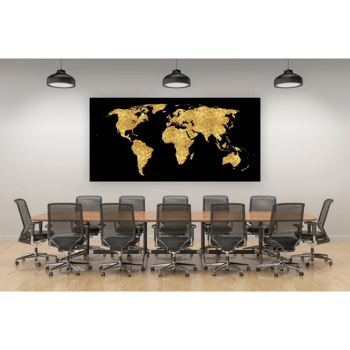 Kabartma Görünümlü Dünya Haritası Kanvas Tablo