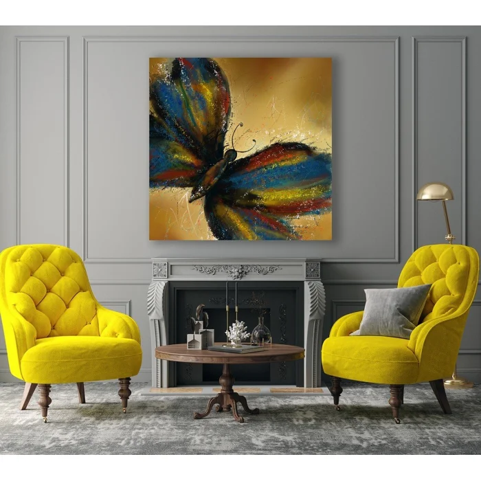 Renkli Kelebek Kanvas Tablo