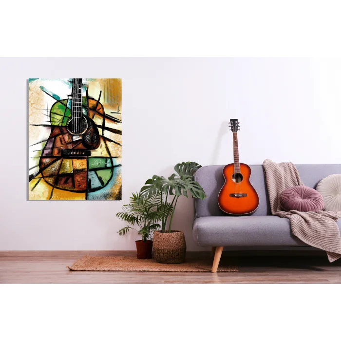 Soyut Gitar Kanvas Tablo