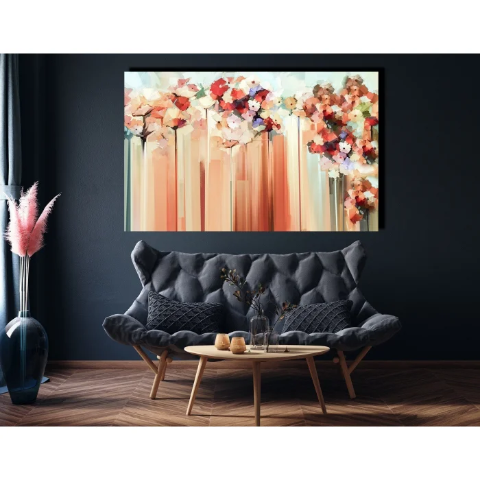 SOYUT RENKLİ ÇİÇEKLER KANVAS TABLO