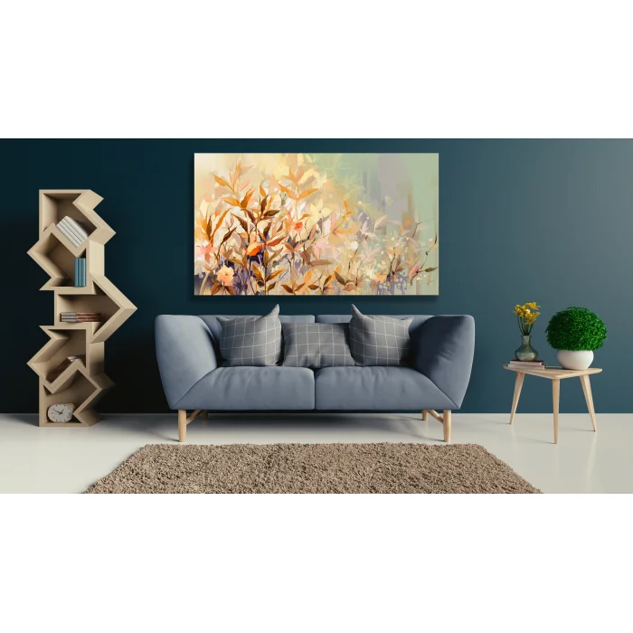 Yağlı Boya Görünümlü Soyut Çiçek Kanvas Tablo