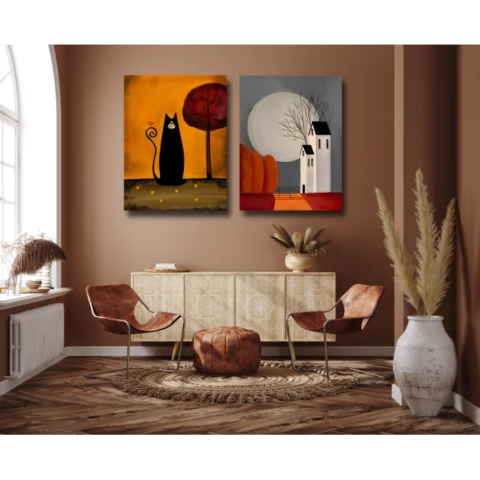 2 Parça Soyut Kanvas Tablo