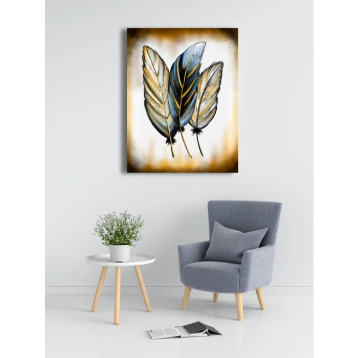 DEKORATİF KUŞ TÜYÜ KANVAS TABLO