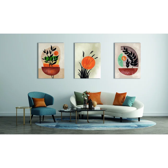 3 PARÇA SOYUT BOHO KANVAS TABLO