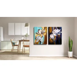 2 PARÇA DEKORATİF ÇİÇEK KANVAS TABLO