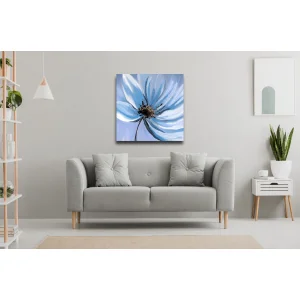 DEKORATİF MAVİ ÇİÇEK KANVAS TABLO
