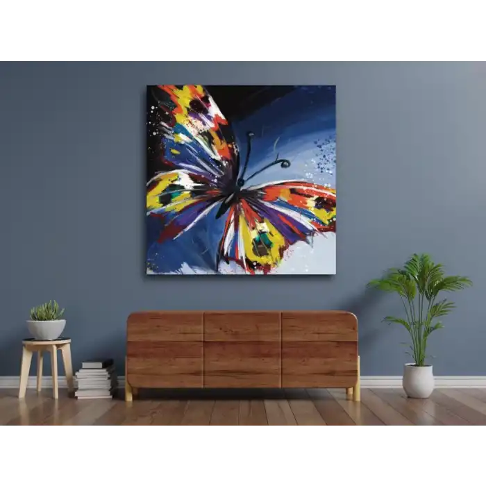 DEKORATİF RENKLİ KELEBEK KANVAS TABLO