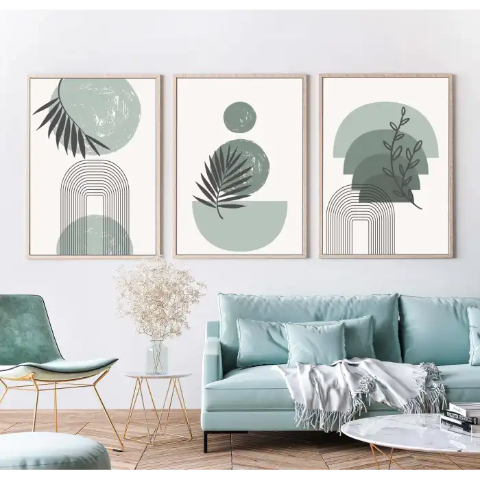 3 Parça Boho Çerçeveli Ahşap Tablo Seti, Ev Dekoru