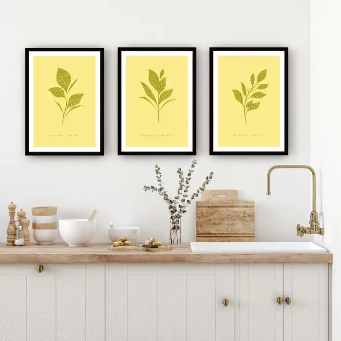 3 Parça Dekoratif Çiçekler Çiçekler Ahşap Tablo Seti