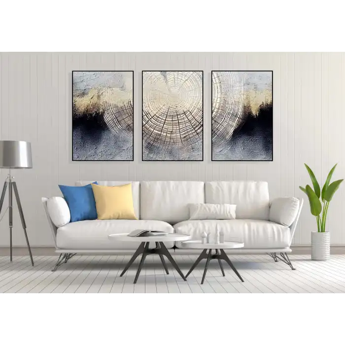 3 Parça Dekoratif Kök Desen Çerçeveli Tablo Life , Ev Dekoru , Soyut Tablo , Ahşap Tablo