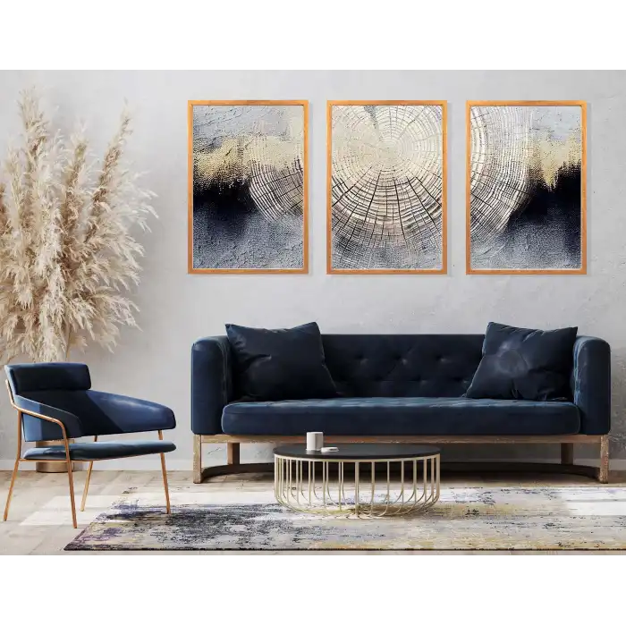 3 Parça Dekoratif Kök Desen Çerçeveli Tablo Life , Ev Dekoru , Soyut Tablo , Ahşap Tablo