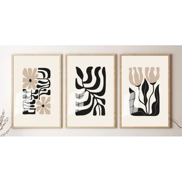 Bestablo 3 Parça Çerçeveli Dekoratif Ahşap Tablo Seti Bestablo
