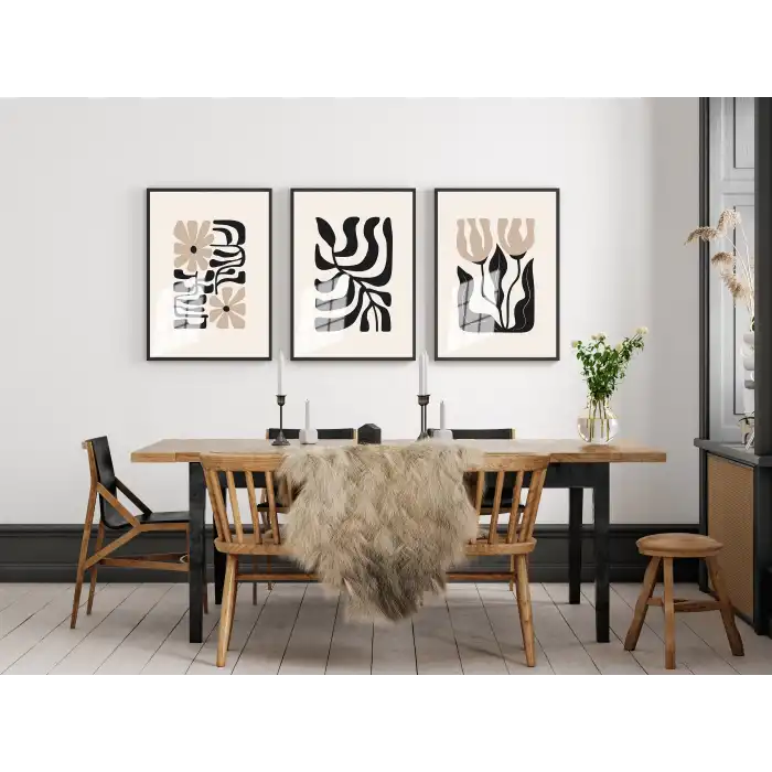 Bestablo 3 Parça Çerçeveli Dekoratif Ahşap Tablo Seti Bestablo