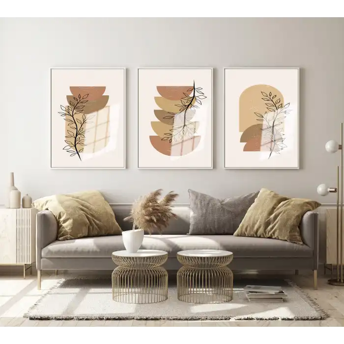 Bestablo 3 Parça Çerçeveli Dekoratif Boho Ahşap Tablo Seti Bestablo