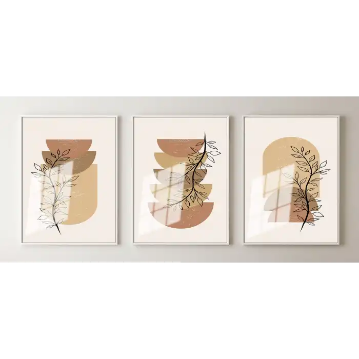 Bestablo 3 Parça Çerçeveli Dekoratif Boho Ahşap Tablo Seti Bestablo