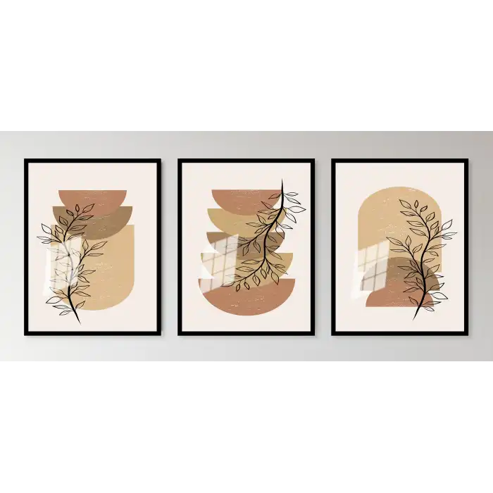 Bestablo 3 Parça Çerçeveli Dekoratif Boho Ahşap Tablo Seti Bestablo