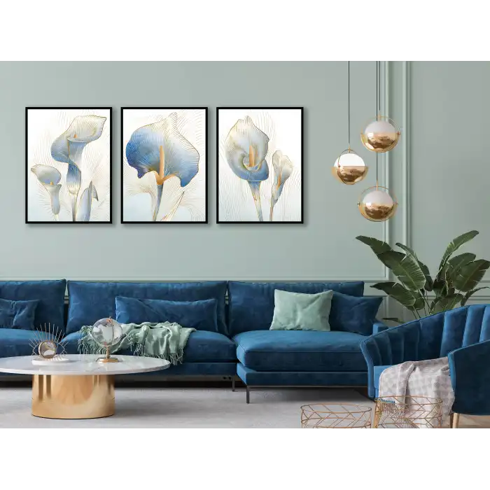 Bestablo 3 Parça Çerçeveli Dekoratif Çiçekler Ahşap Tablo Seti Bestablo