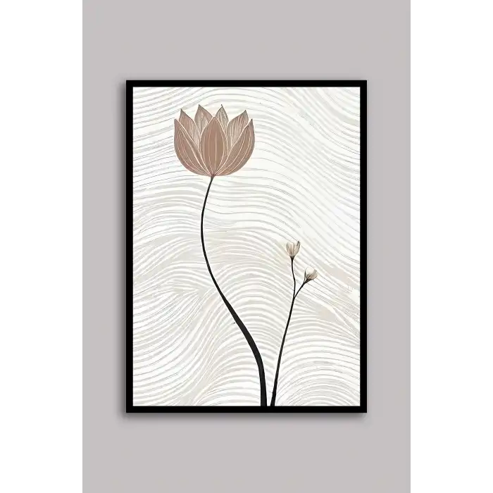 Bestablo 3 Parça Çerçeveli Dekoratif Çiçekler Ahşap Tablo Seti, Ev Dekoru Bestablo