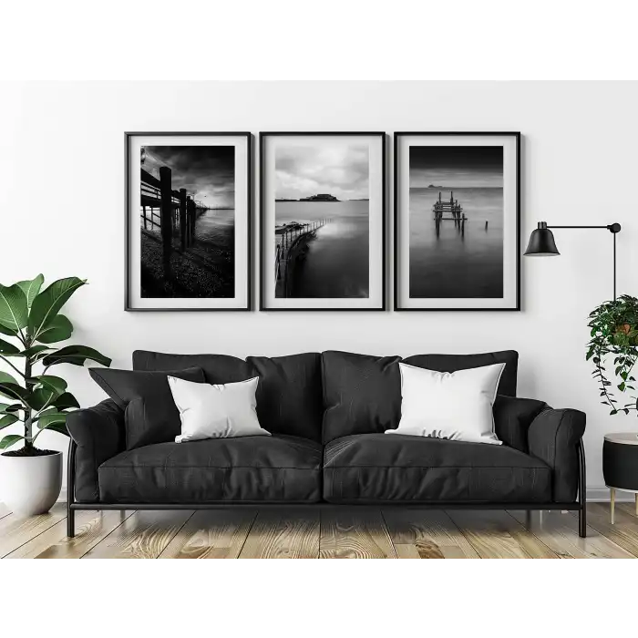 Bestablo 3 Parça Çerçeveli Dekoratif Manzara Ahşap Tablo Seti, Ev Dekoru Bestablo