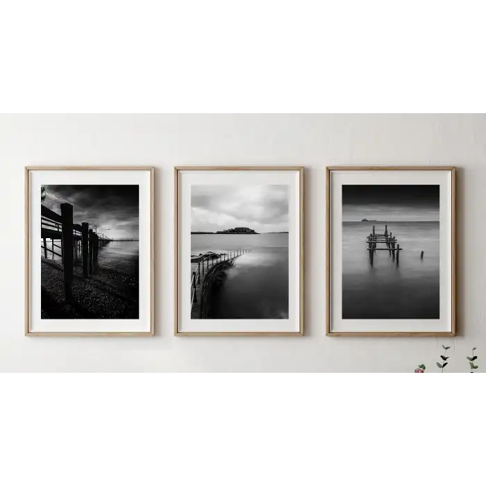 Bestablo 3 Parça Çerçeveli Dekoratif Manzara Ahşap Tablo Seti, Ev Dekoru Bestablo