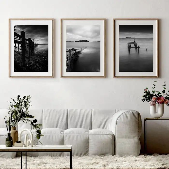 Bestablo 3 Parça Çerçeveli Dekoratif Manzara Ahşap Tablo Seti, Ev Dekoru Bestablo