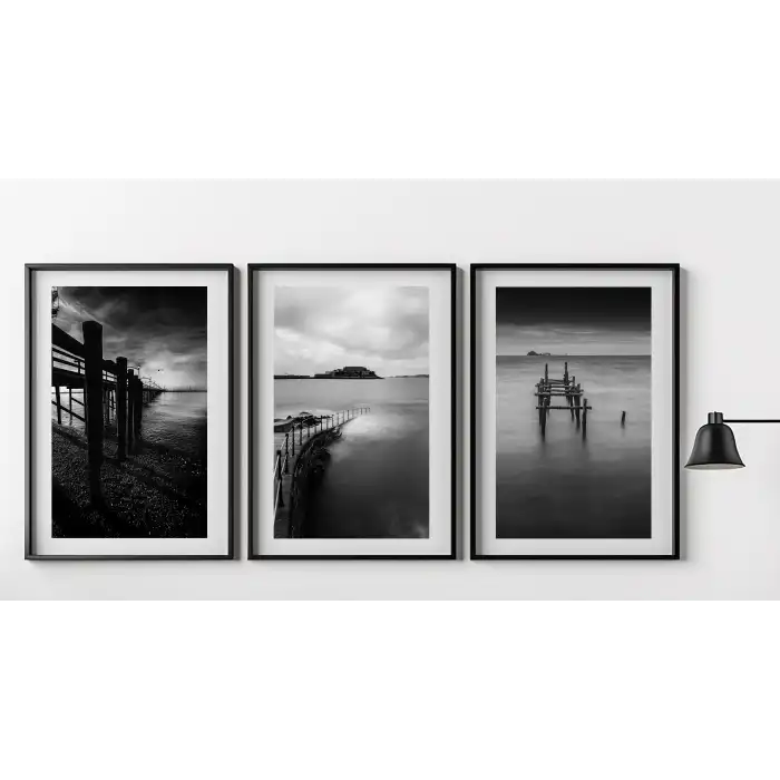 Bestablo 3 Parça Çerçeveli Dekoratif Manzara Ahşap Tablo Seti, Ev Dekoru Bestablo
