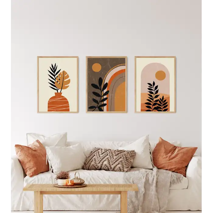 Bestablo 3 Parça Çerçeveli Efsane Boho Ahşap Tablo Seti Bestablo