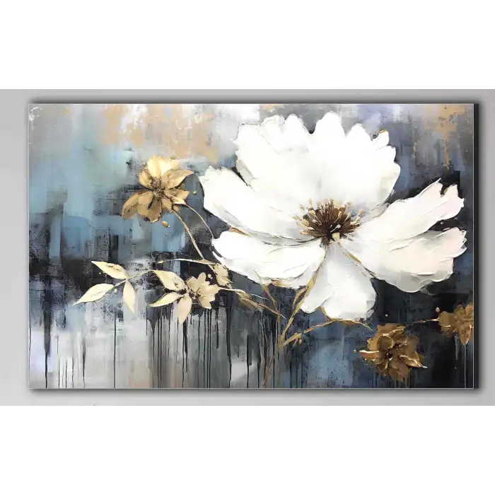 Bestablo Yağlı Boya Görünümlü Dekoratif Çiçek Kanvas Tablo Bestablo